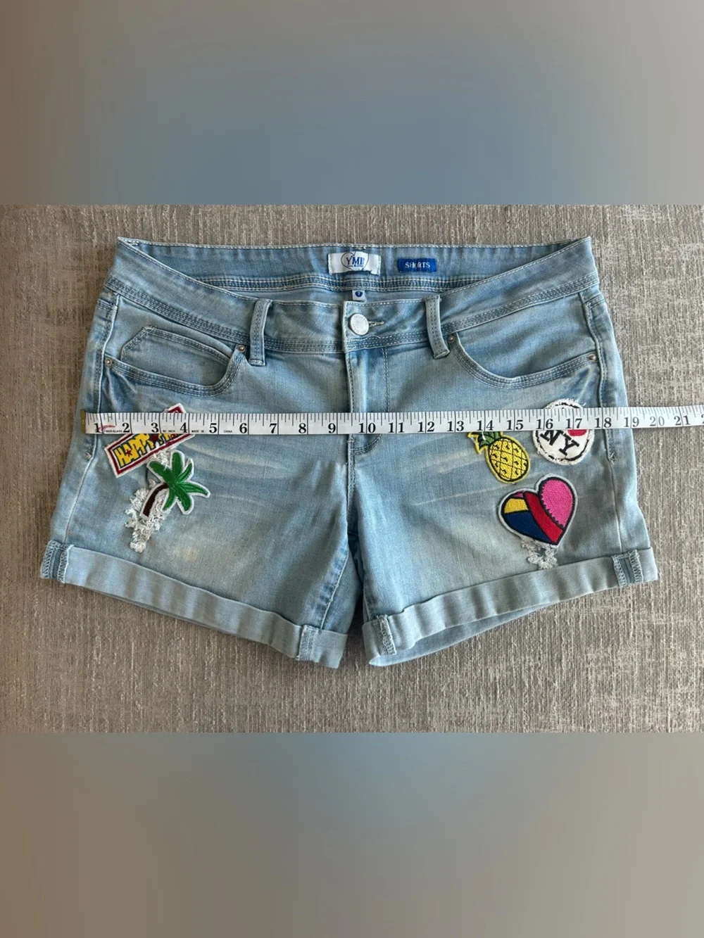 YMI Denim Shorts with Colorful Patch Detail